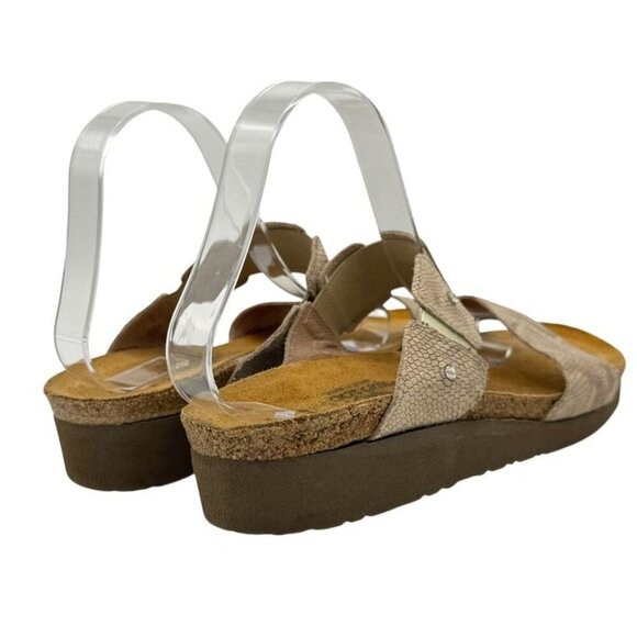 Naot Ashley Beige Snakeskin Sandals Slip On Double Strap Rhinestones Sz 12-12.5 - Picture 4 of 15